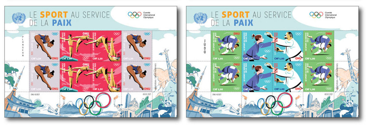 La Administración Postal de las Naciones Unidas emitió una serie de estampillas conmemorativas de los Juegos Olímpicos de 2020.