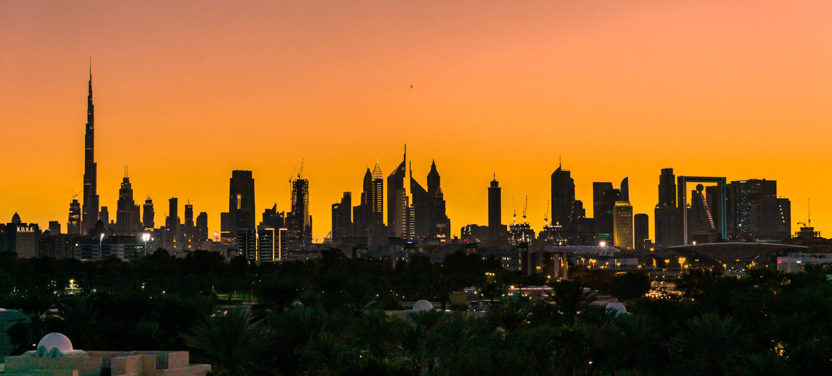 Vista panorámoica de la ciudad de Dubái, en los Emiratos Árabes Unidos.