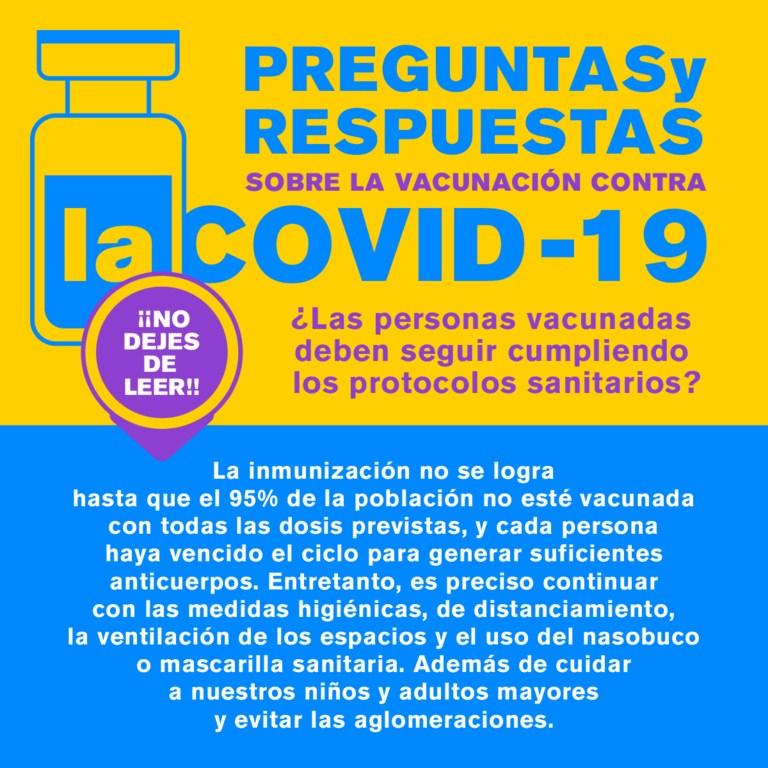 Folleto sobre la vacunación contra COVID-19 y los protocolos sanitarios. 