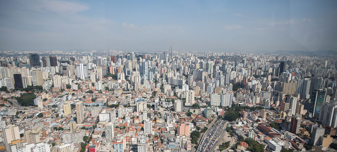 Vista aérea de la ciudad de Sao Paulo,Brasil
