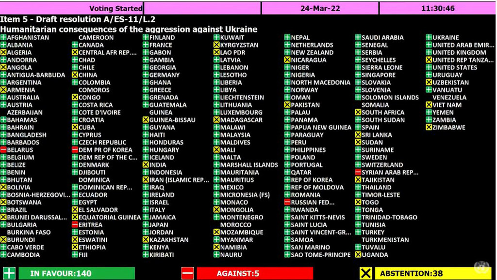 Votación del proyecto de resolución humanitaria respaldado por Ucrania.