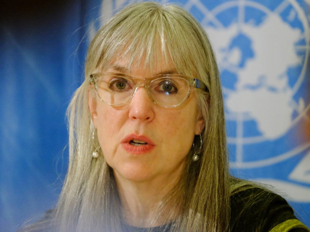 Kate O'Brien, directora de Inmunización, Vacunas y Productos Biológicos de la Organización Mundial de la Salud, habla en las Naciones Unidas en Ginebra.