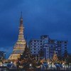 Una pagoda en la madrugada de Yangon, en Myanmar.